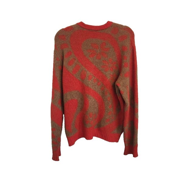 Gimaguas Womens Sweater Medium Orange/Brown Paisley‎ Print Wool Blend 70's Retro - Picture 3 of 10